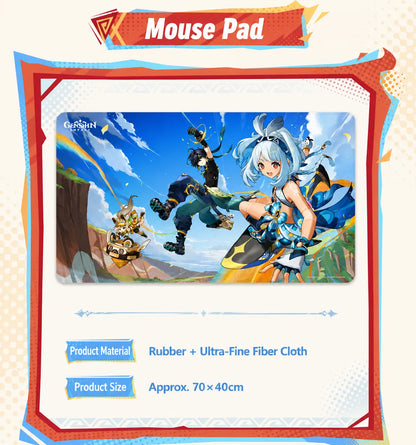 Genshin Impact Blaze to Natlan Series mouse pad featuring Kinich Mualani and Kachina artwork