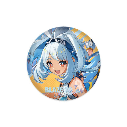 Genshin Impact Blaze to Natlan Series Mualani character badge with colorful surfing themed illustration