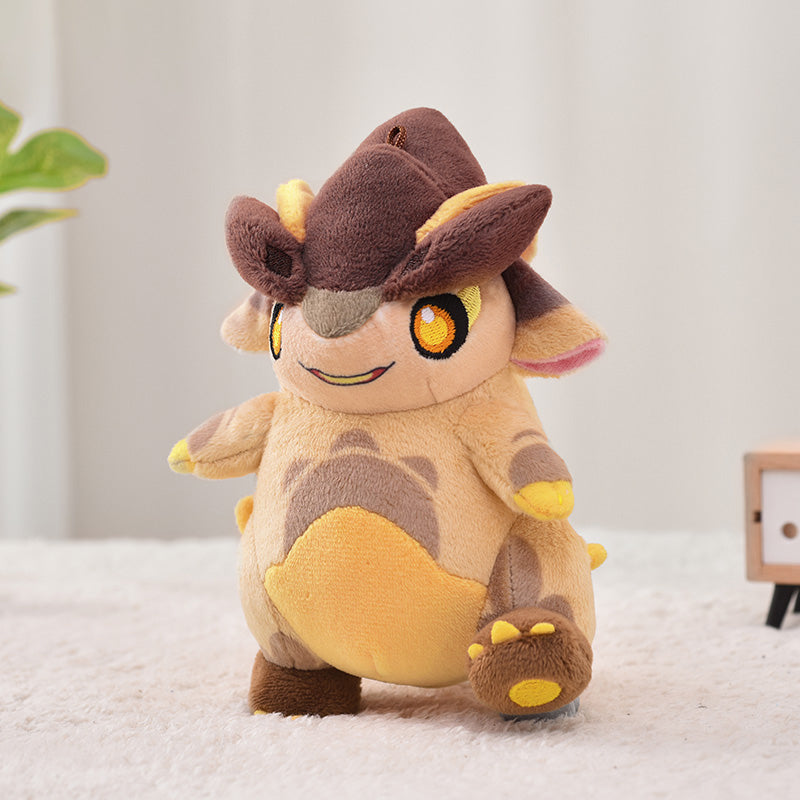 Genshin Impact Blaze to Natlan Series baby saurian plush display featuring soft embroidered details
