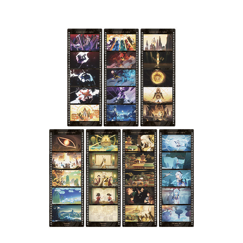 Genshin Impact Mondstadt bookmark set film strip style scenes and elemental themes