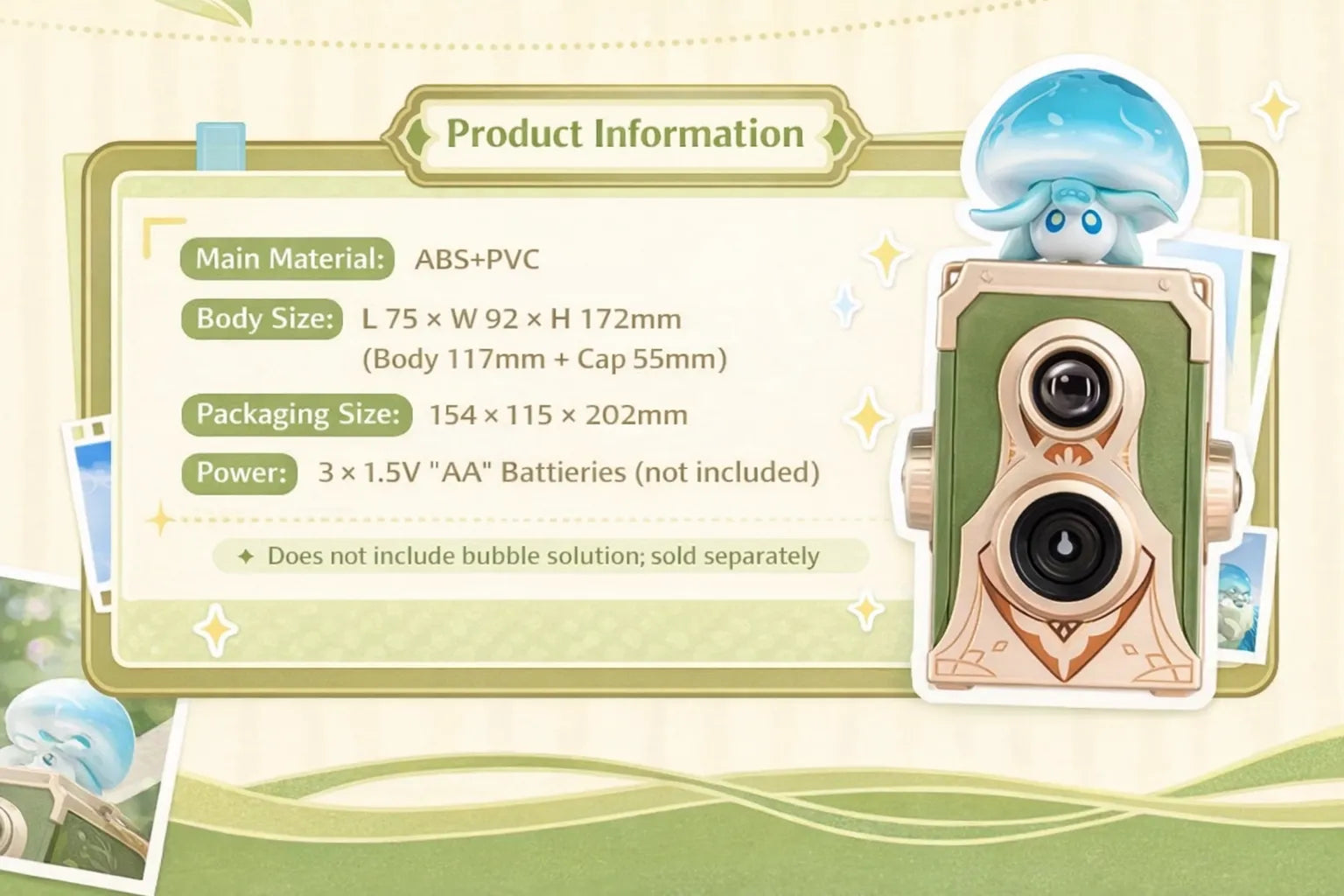 Floating Hydro Fungi bubble machine product information size material and battery details