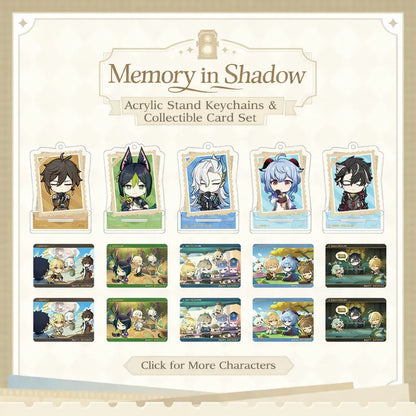 Genshin Impact acrylic standee and collectible card set character lineup from Captured Moments series