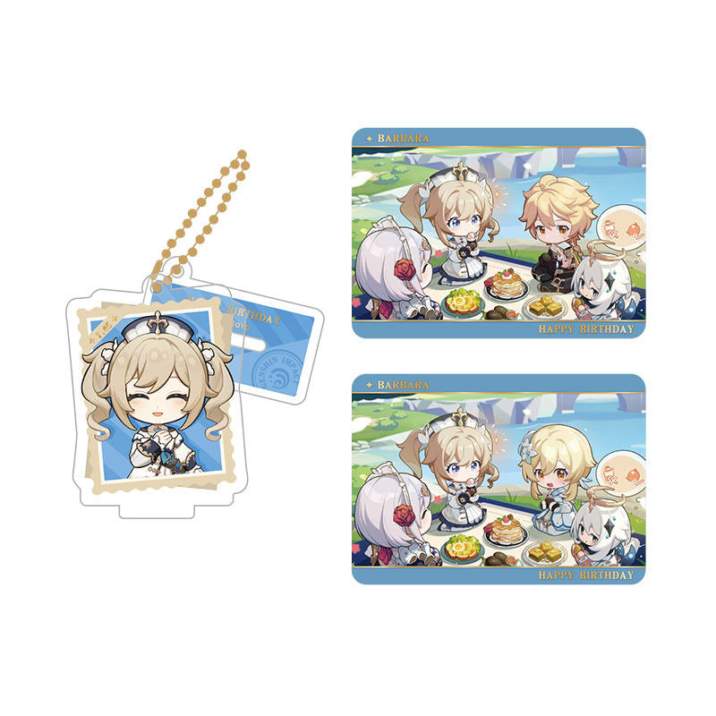 Genshin Impact Barbara acrylic standee and collectible card set from Captured Moments series