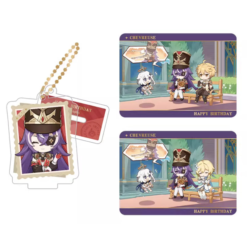 Genshin Impact Chevreuse acrylic standee and collectible card set from Captured Moments series