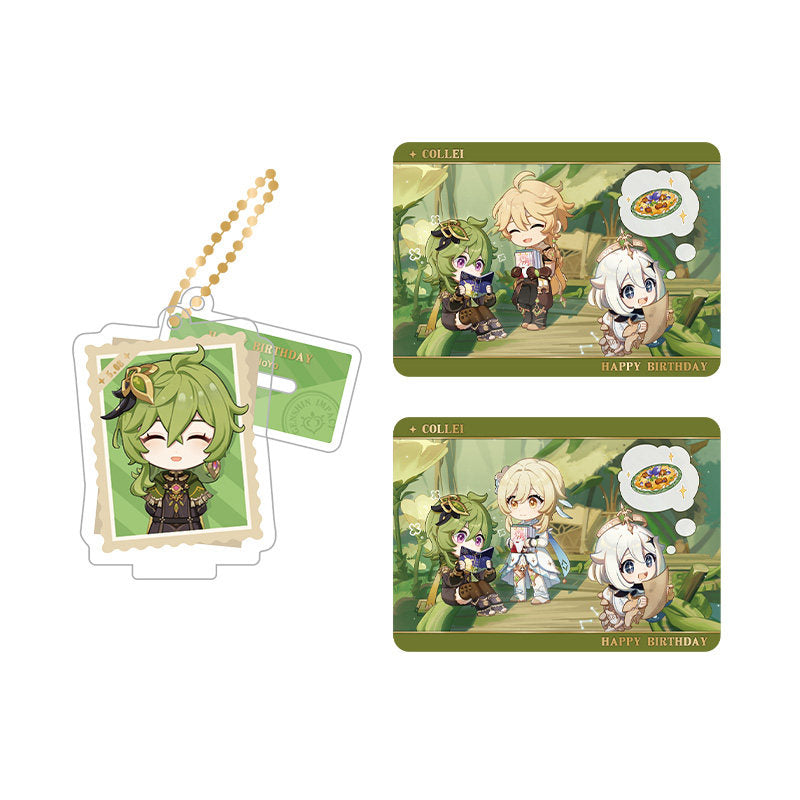 Genshin Impact Collei acrylic standee and collectible card set from Captured Moments series