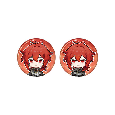 Genshin Impact Diluc chibi badge from Captured Moments series