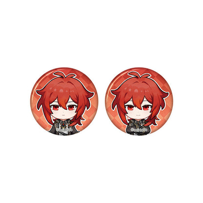 Genshin Impact Diluc chibi badge from Captured Moments series