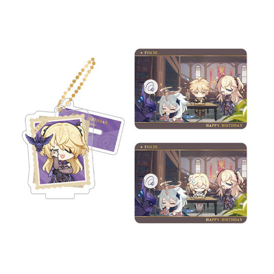 Genshin Impact Fischl acrylic standee and collectible card set from Captured Moments series