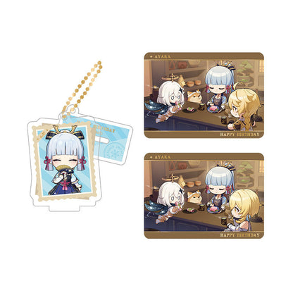 Genshin Impact Kamisato Ayaka acrylic standee and collectible card set from Captured Moments series