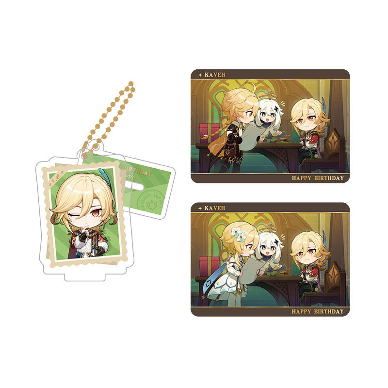 Genshin Impact Kaveh acrylic standee and collectible card set from Captured Moments series