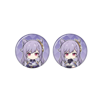 Genshin Impact Keqing chibi badge from Captured Moments series