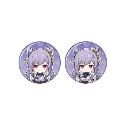 Genshin Impact Keqing chibi badge from Captured Moments series