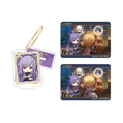Genshin Impact Keqing acrylic standee and collectible card set from Captured Moments series