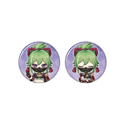 Genshin Impact Kuki Shinobu chibi badge from Captured Moments series