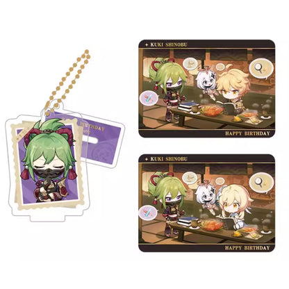 Genshin Impact Kuki Shinobu acrylic standee and collectible card set from Captured Moments series