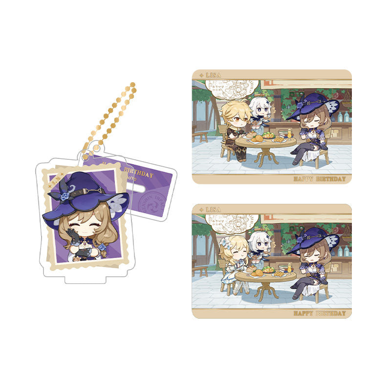 Genshin Impact Lisa acrylic standee and collectible card set from Captured Moments series