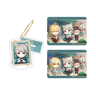 Genshin Impact Lynette acrylic standee and collectible card set from Captured Moments series