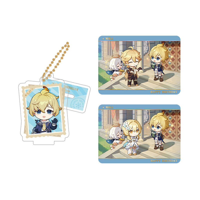 Genshin Impact Mika acrylic standee and collectible card set from Captured Moments series