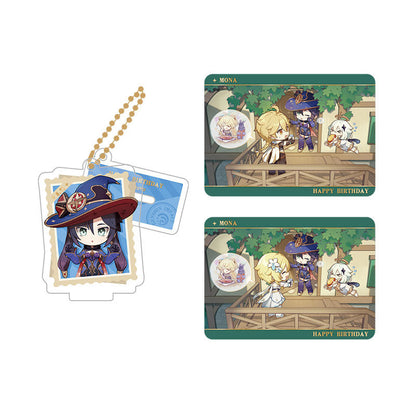 Genshin Impact Mona acrylic standee and collectible card set from Captured Moments series