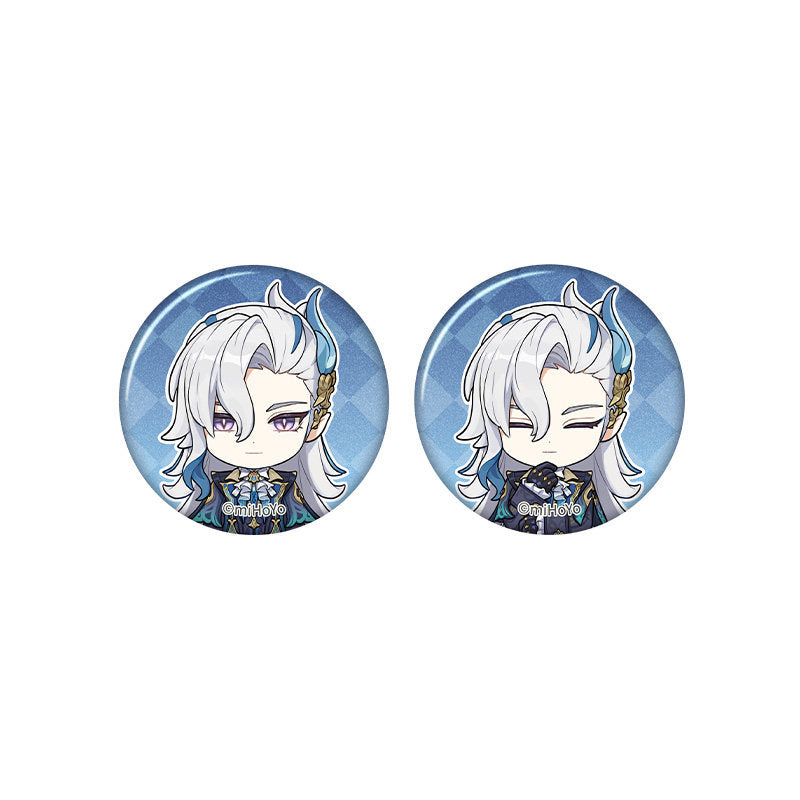 Genshin Impact Neuvillette chibi badge from Captured Moments series