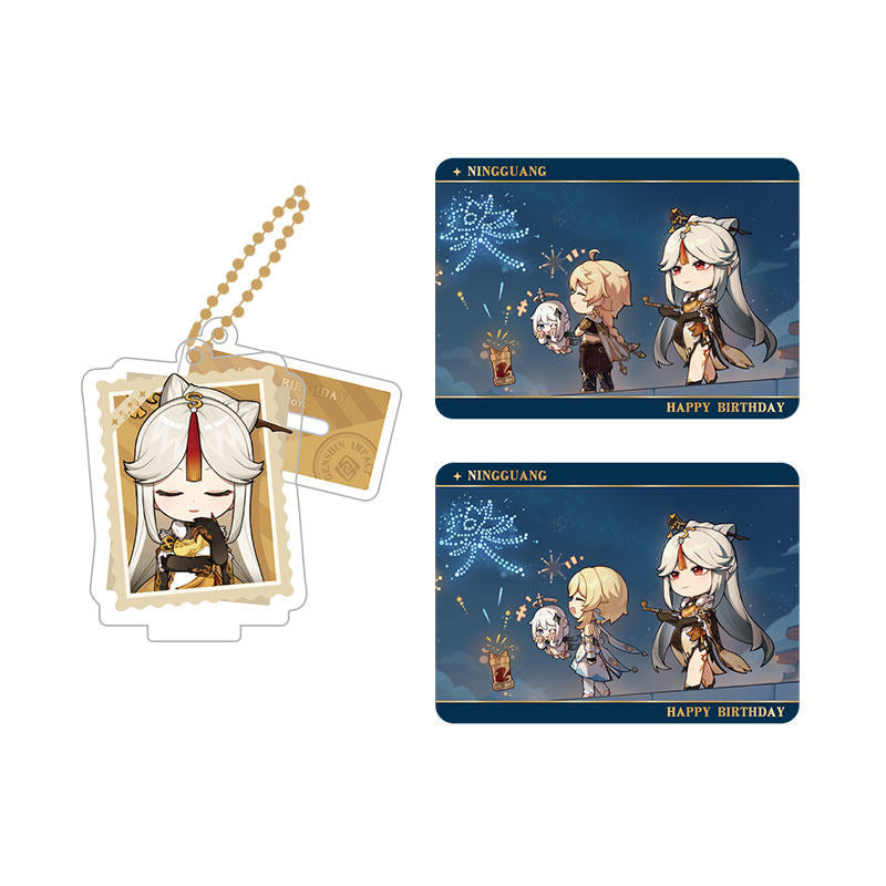 Genshin Impact Ningguang acrylic standee and collectible card set from Captured Moments series