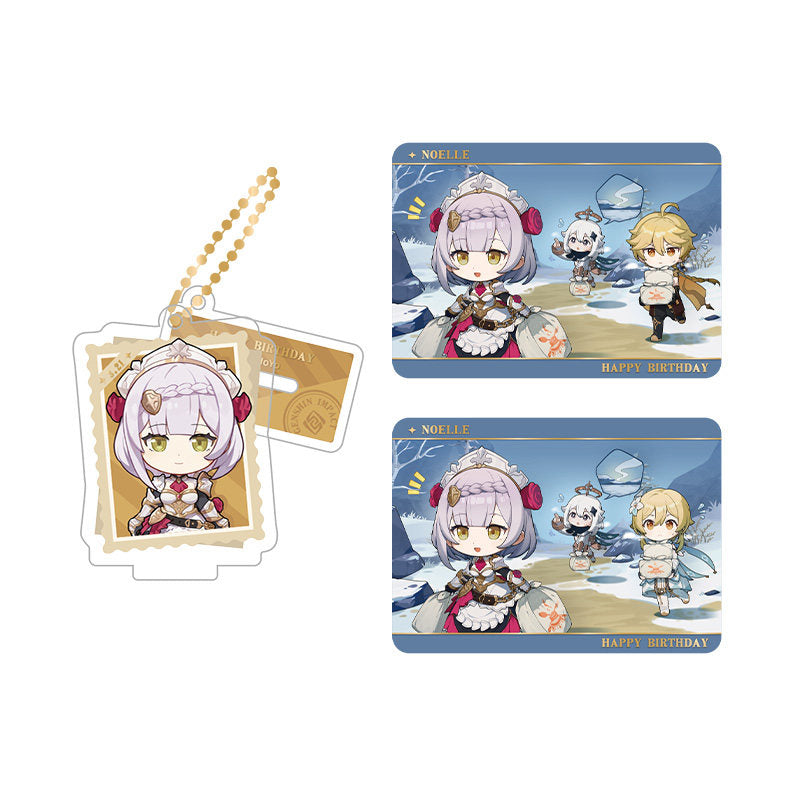 Genshin Impact Noelle acrylic standee and collectible card set from Captured Moments series