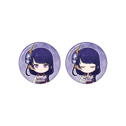 Genshin Impact Raiden Shogun chibi badge from Captured Moments series