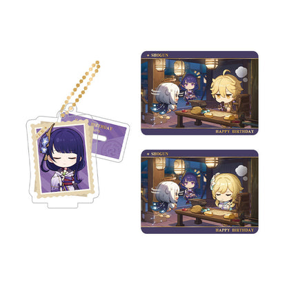 Genshin Impact Raiden Shogun acrylic standee and collectible card set from Captured Moments series