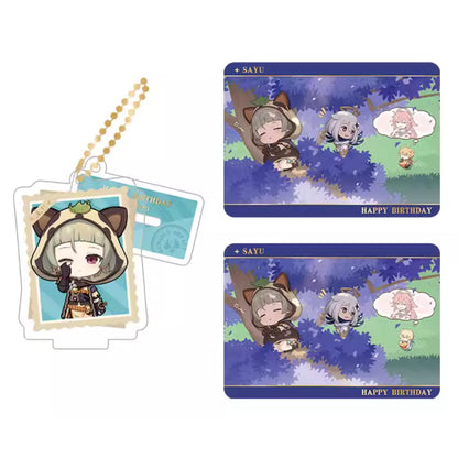 Genshin Impact Sayu acrylic standee and collectible card set from Captured Moments series