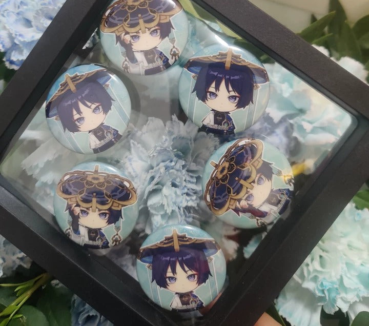 Genshin Impact Captured Moments Badge Set mit Chibi Charakteren