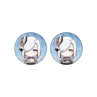 Genshin Impact Shenhe chibi badge from Captured Moments series