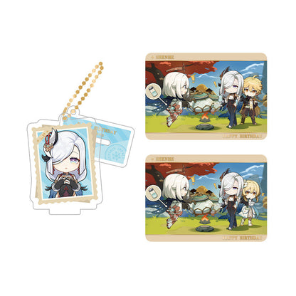 Genshin Impact Shenhe acrylic standee and collectible card set from Captured Moments series