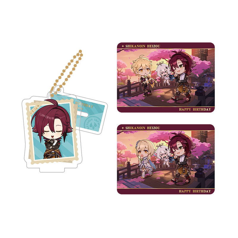 Genshin Impact Shikanoin Heizou acrylic standee and collectible card set from Captured Moments series
