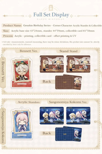 Acrylic standee and collectible card design close-up details