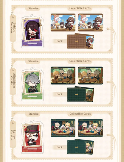 Standee and card set display scene for desk or collection