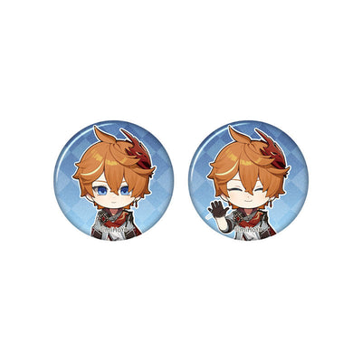 Genshin Impact Tartaglia chibi badge from Captured Moments series