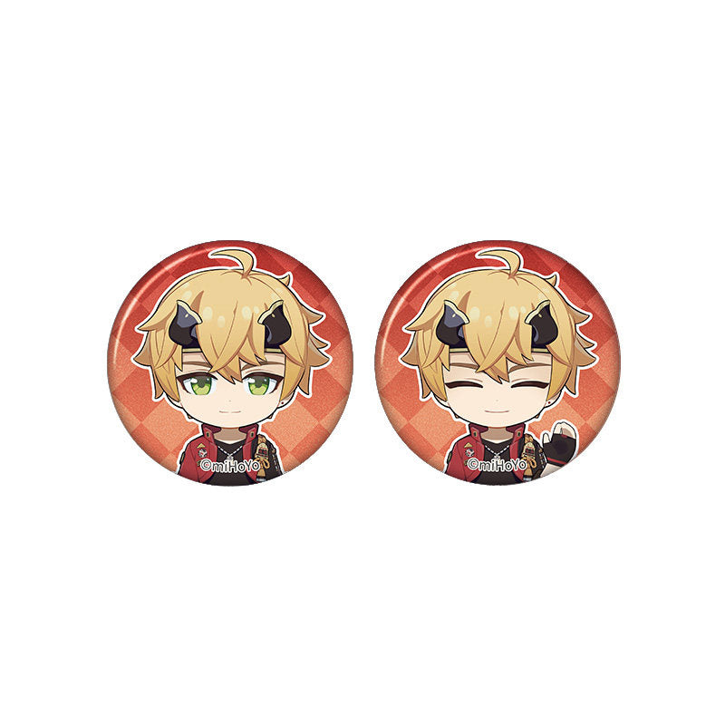 Genshin Impact Thoma chibi badge from Captured Moments series
