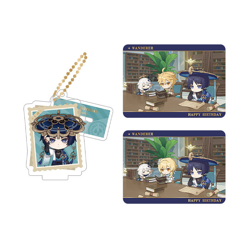 Genshin Impact Wanderer acrylic standee and collectible card set from Captured Moments series