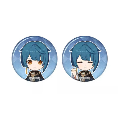 Genshin Impact Xingqiu chibi badge from Captured Moments series
