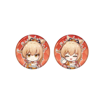 Genshin Impact Yoimiya chibi badge from Captured Moments series