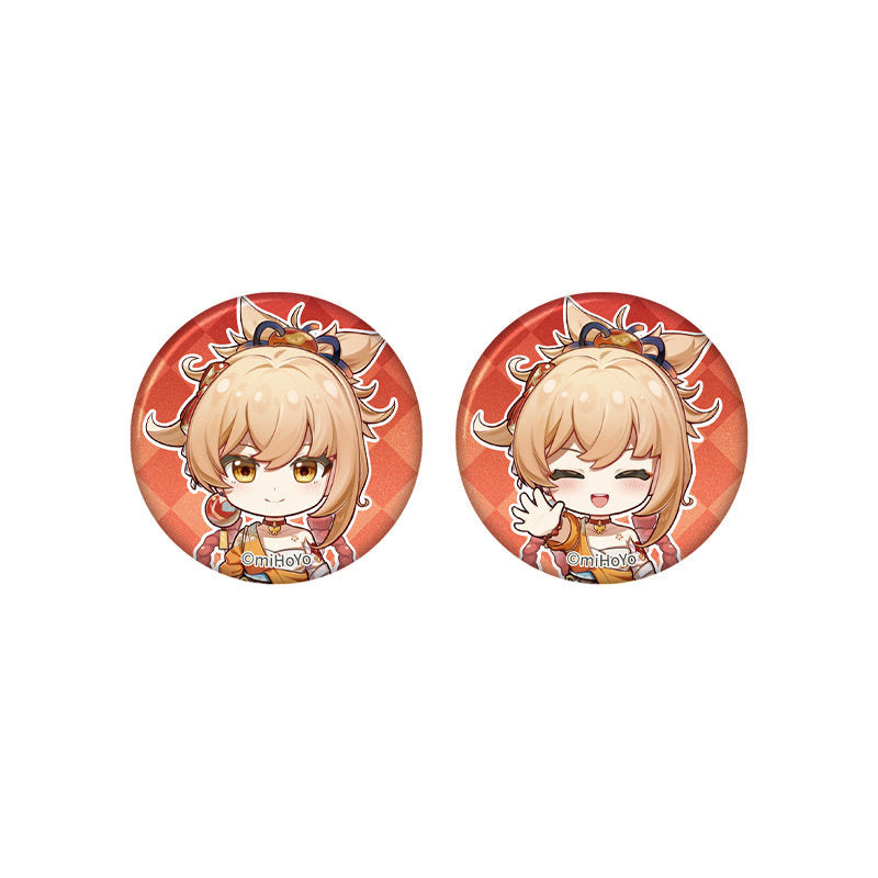 Genshin Impact Yoimiya chibi badge from Captured Moments series