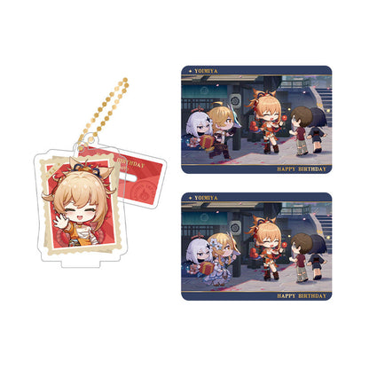 Genshin Impact Yoimiya acrylic standee and collectible card set from Captured Moments series
