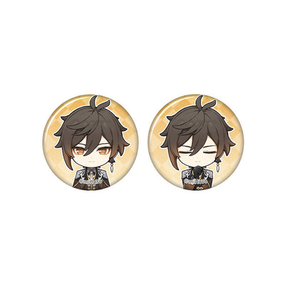 Genshin Impact Zhongli chibi badge from Captured Moments series