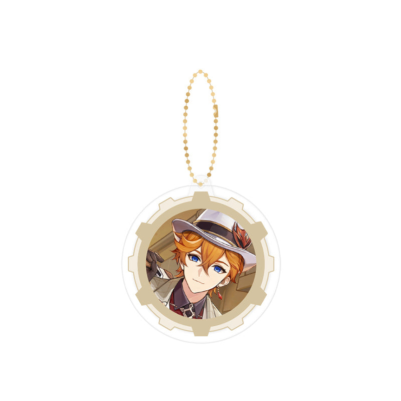 Genshin combo keychain featuring Tartaglia with acrylic charm and protective PVC cover