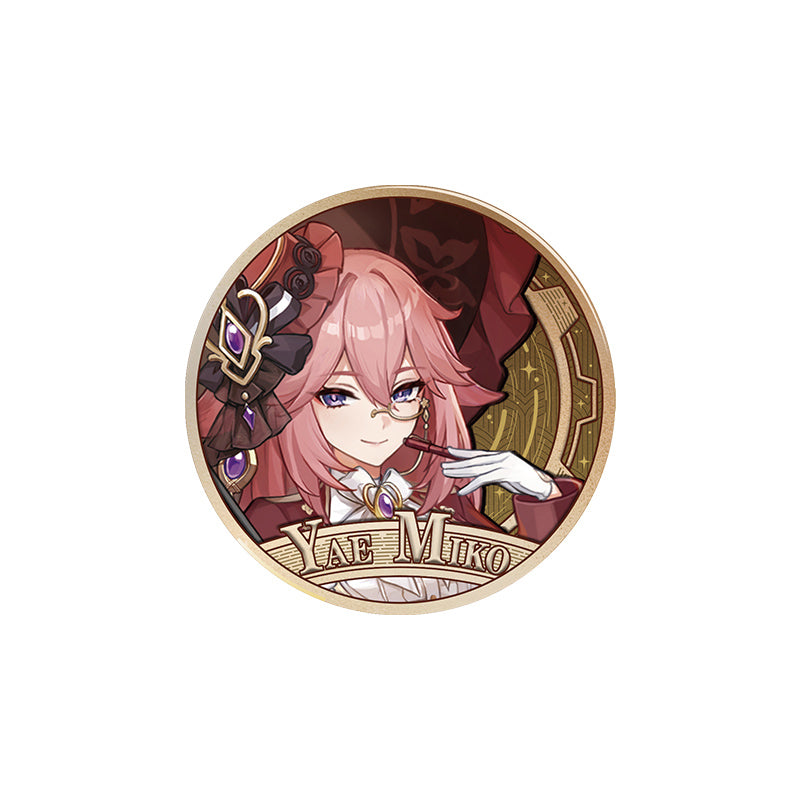 Genshin Carnival Reunion Series Yae Miko character badge with embossed foil finish