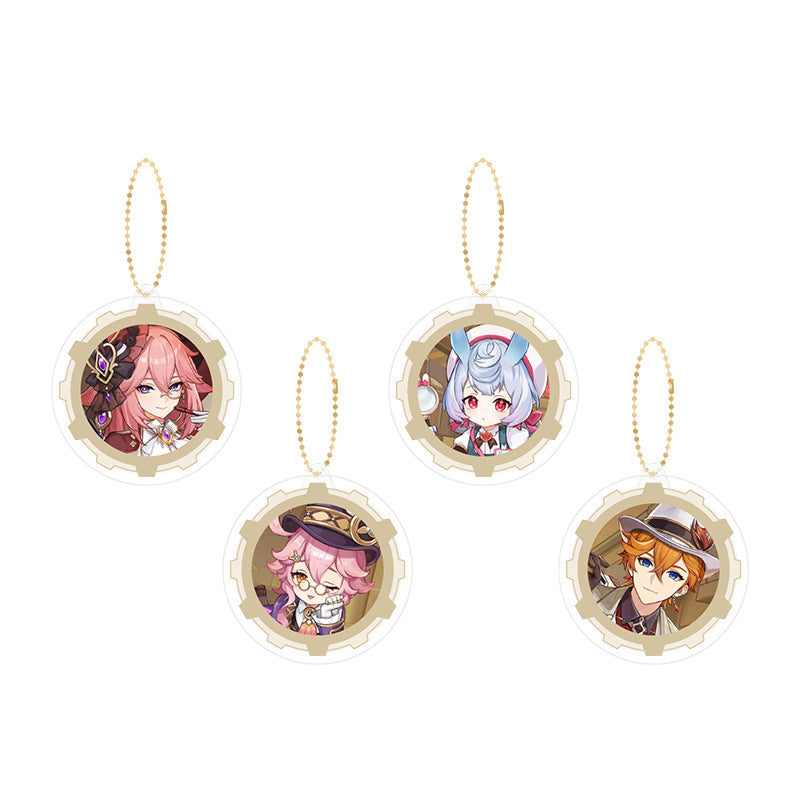 Genshin combo keychain collection featuring Yae Miko Sigewinne Tartaglia and Dori