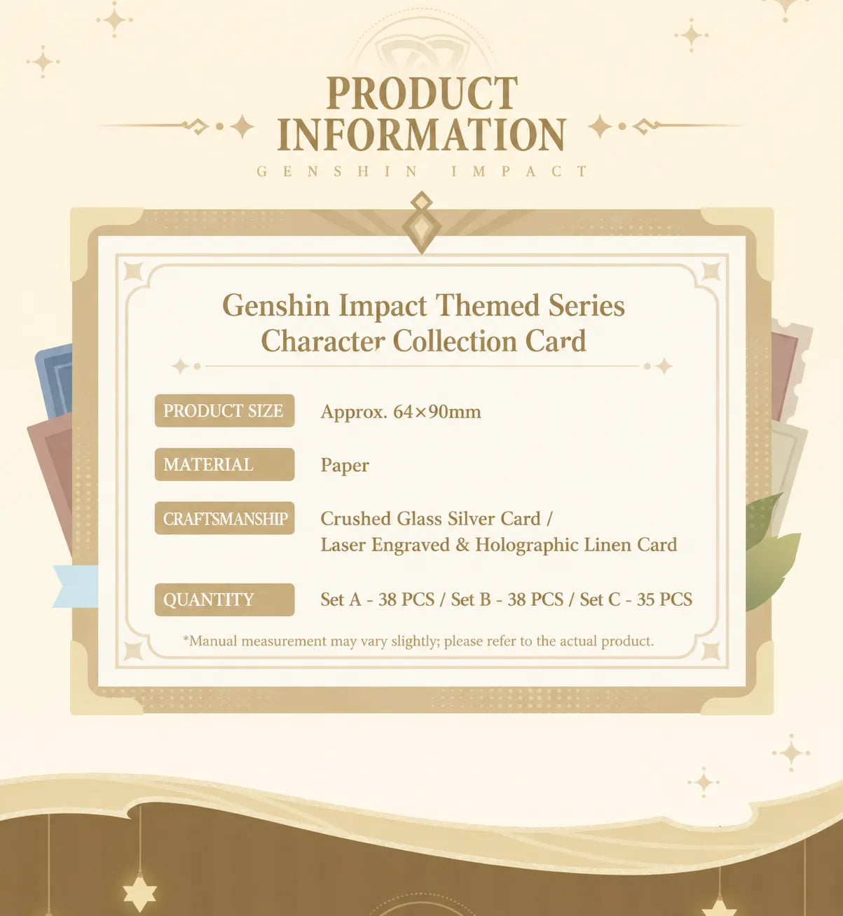 Genshin Impact character collection cards Set A character lineup