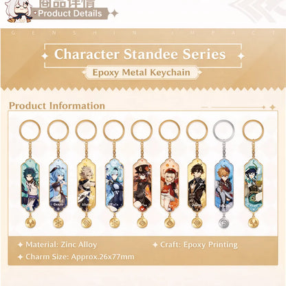 Genshin Impact character illustration metal epoxy keychain zinc alloy charm with epoxy printing detail