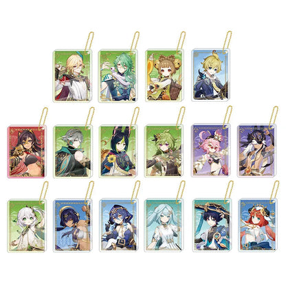 Genshin Impact character illustration thick acrylic keychain collection featuring 48 characters