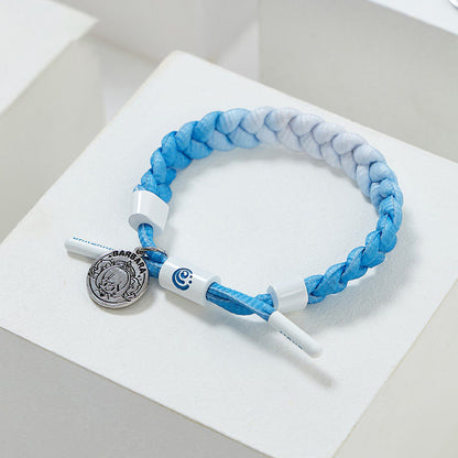 Barbara inspired braided bracelet from Genshin Impact with woven cord and metal charm